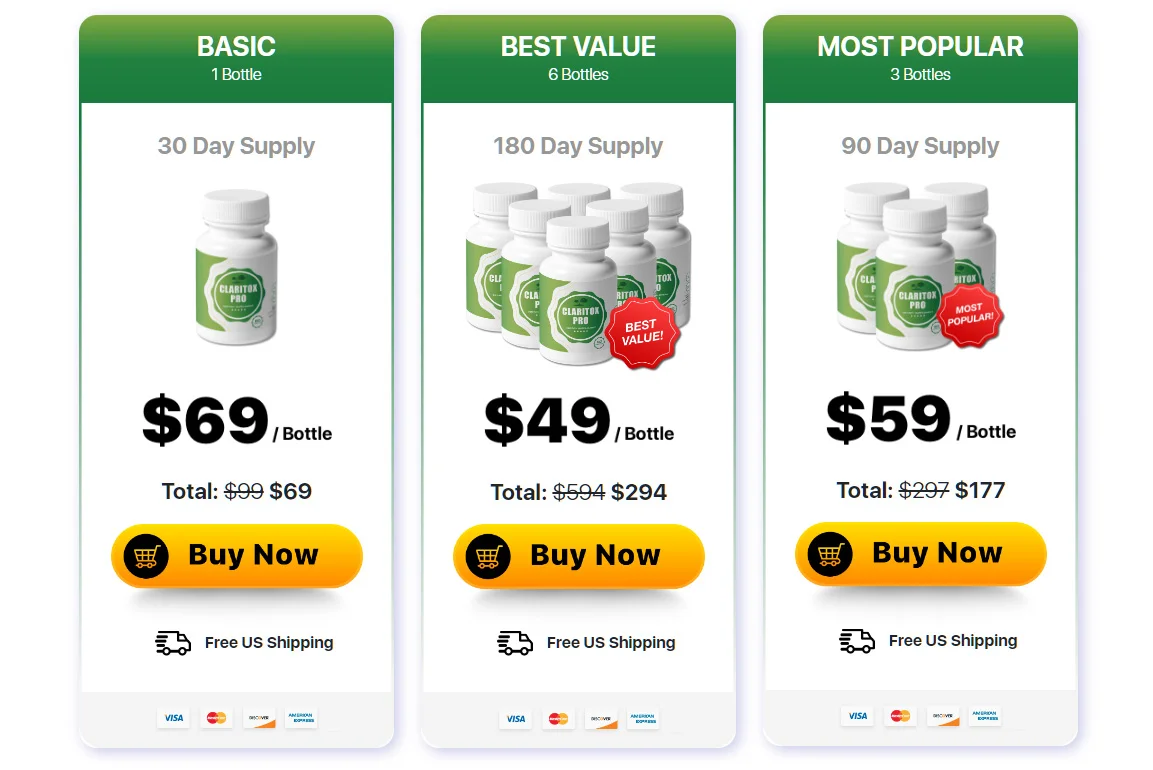 Claritox Pro price chart discount buy 1 3 6 bottles best deal